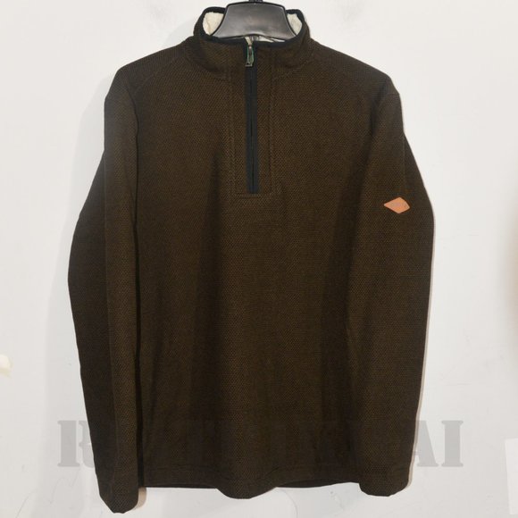 BROWN NWT Orvis 1/4 zip Men’s Fleece Lined Pullover - Picture 3 of 10